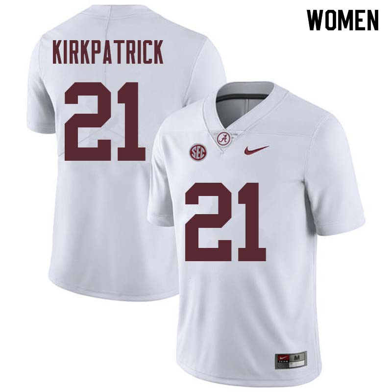 Women #21 Dre Kirkpatrick Alabama Crimson Tide College Football Jerseys Sale-White - Click Image to Close